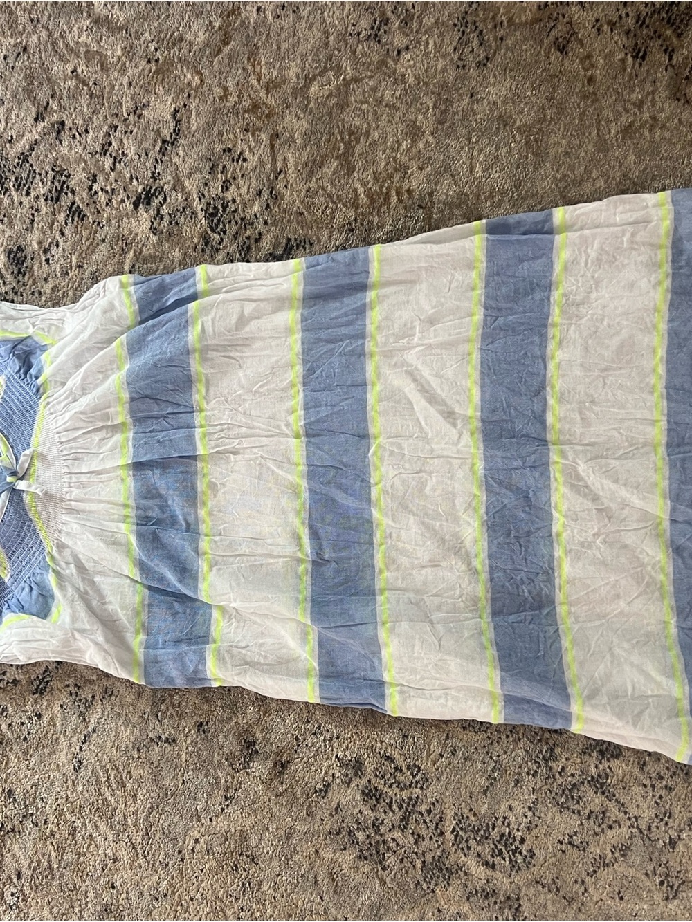 Janie and Jack Blue and White Striped Dress with Lime Trim